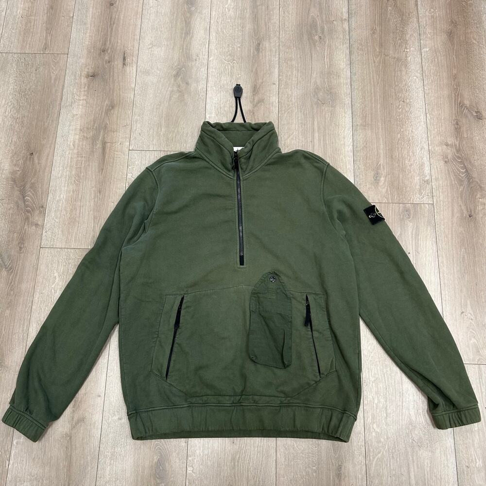 Stone Island 2020 Half Zip Green Pullover Jumper Crewneck Size XL SF